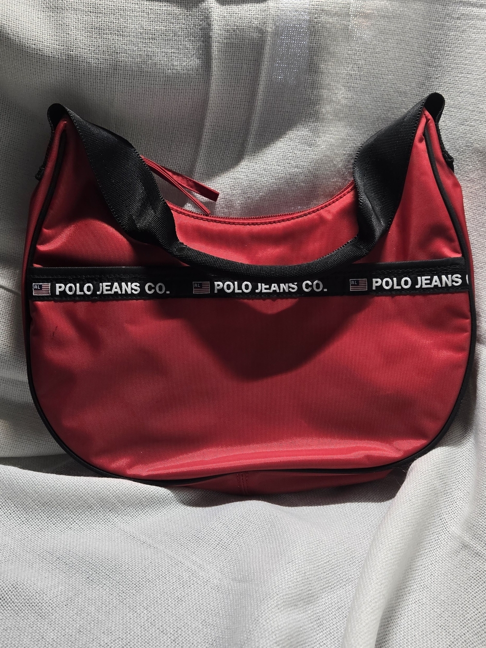 Y2k Vintage Ralph Lauren Red Nylon Bag with Black Interior